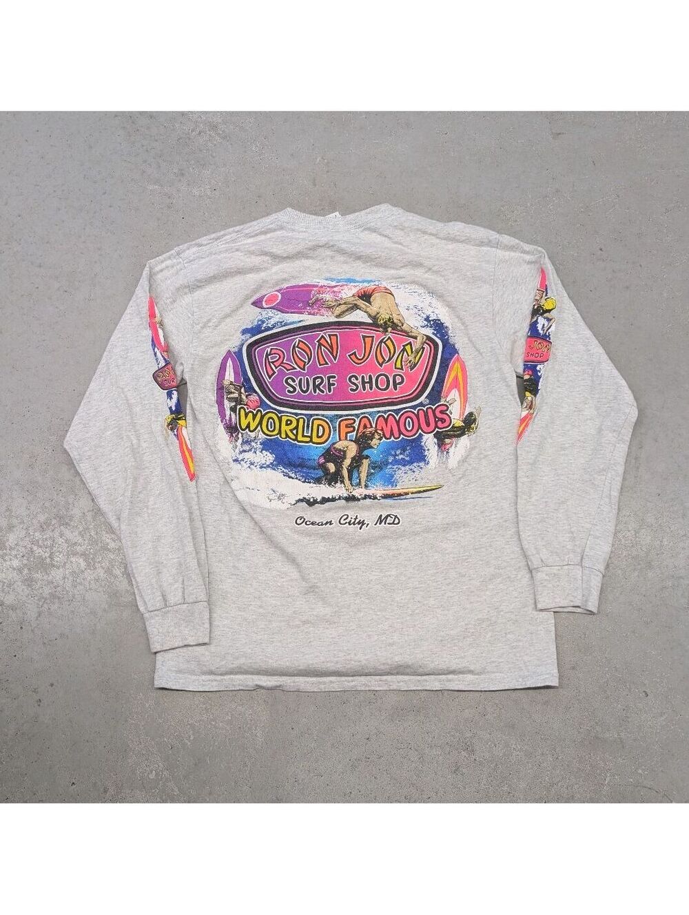 Y2K Ron Jon Surf Shop Pink and Gray Long Sleeve Shirt